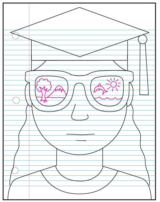 Kindergarten graduation project step 8: draw your future inside the sunglasses lenses.