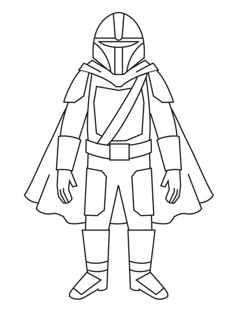 How to draw the Mandalorian printable coloring page for Grades 3–5.