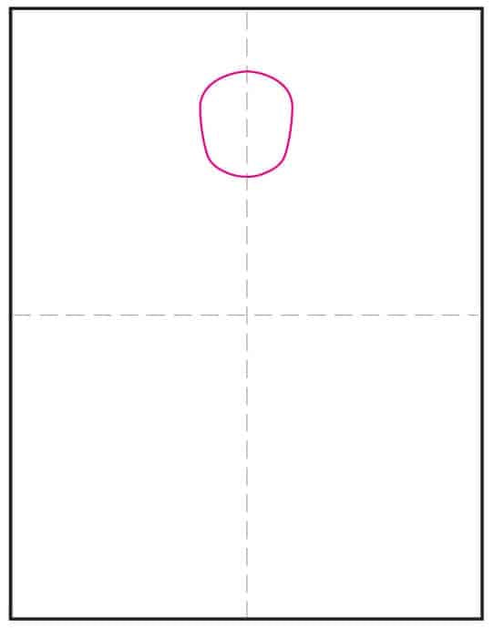 Draw Jessie’s head shape for the first step of this Toy Story drawing tutorial.
