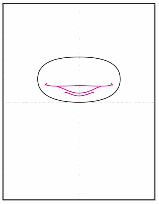 Toy Story alien drawing step showing how to add the smiling mouth