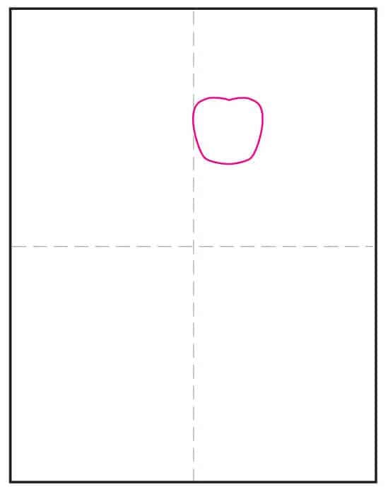 First step showing how to draw Maui’s head shape for the Moana art lesson.