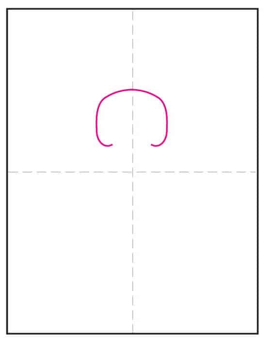 Step one of the Heihei drawing lesson showing how to begin the shape of the head.