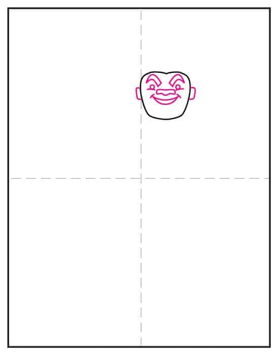Add Maui’s face features including eyes, nose, mouth, and eyebrows.