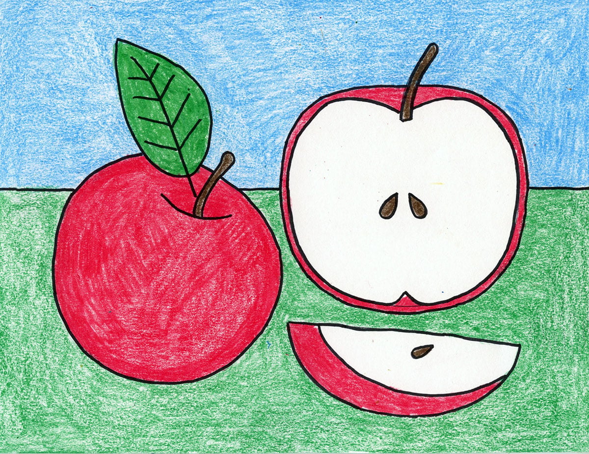Apple Drawing for Kids: Easy How To Step-by-Step Art Lesson