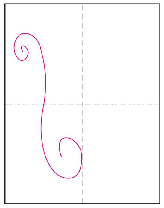 Constitution Drawing step 1 showing how to draw the main scroll shape.