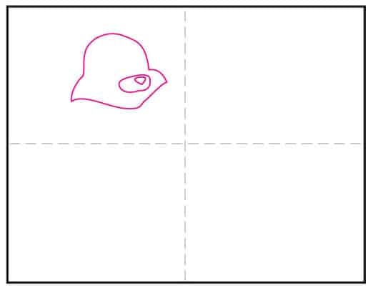 How to draw Tom step 1 showing how to draw the basic shape of Tom's head