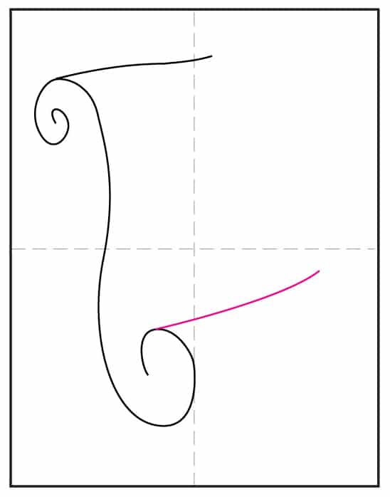 Constitution Drawing step 3 showing another line added to shape the paper scroll.