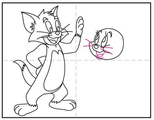 How to draw Jerry step 3 showing how to add Jerry's mouth and facial details