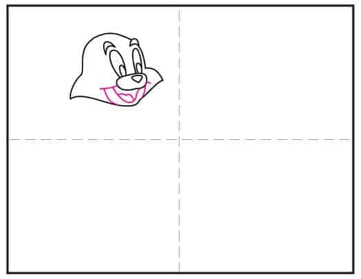 How to draw Tom step 3 showing how to add Tom's mouth and facial details