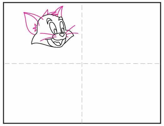 How to draw Tom step 4 showing how to add Tom's large cartoon ears