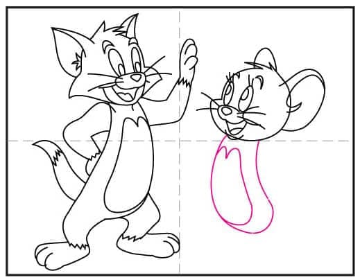 How to draw Jerry step 5 showing how to add Jerry's body to the cartoon drawing