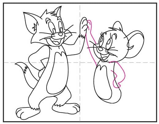 How to draw Jerry step 6 showing how to add his arms for the high-five pose