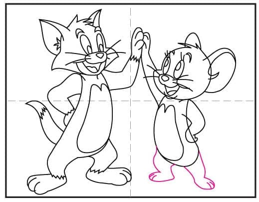 How to draw Jerry step 7 showing how to add Jerry's legs and feet