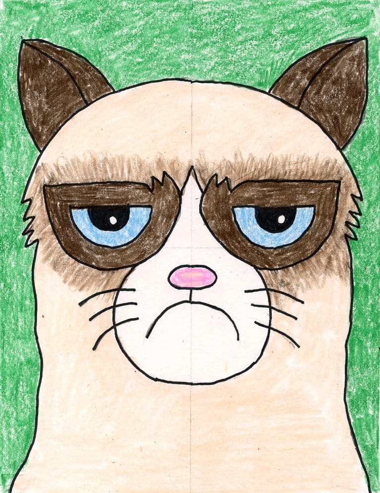 How to Draw Grumpy Cat: Easy Step-by-Step Art Lesson for Kids