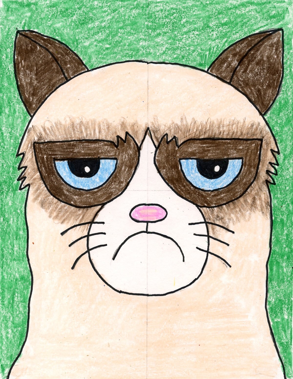 How to Draw Grumpy Cat: Easy Step-by-Step Art Lesson for Kids