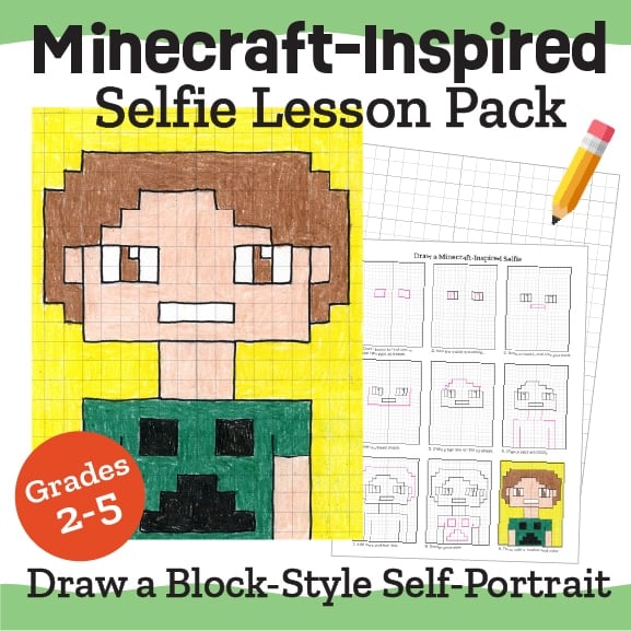 Minecraft-Inspired Self Portrait Drawing: Open-and-Go Art Project