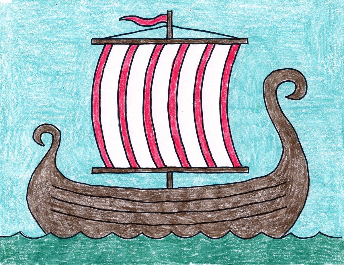 How to Draw a Viking Ship: Easy Step-by-Step Art Lesson for Kids
