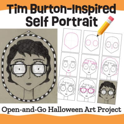 Tim Burton Inspired Self Portrait: Open-and-Go Halloween Art Project
