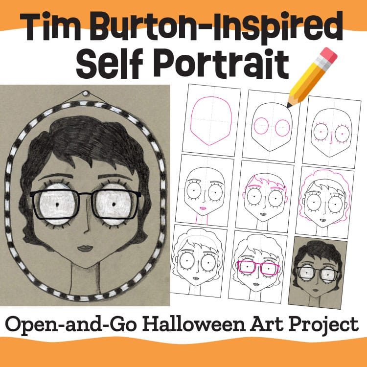 Tim Burton Inspired Self Portrait: Open-and-Go Halloween Art Project